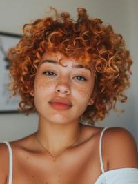 Afroamerikanische 10" Kupfer Perücke Monofilament Stylischer Pony