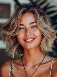 Blonde Bob Perücke aus Echthaar 12" Für Frauen