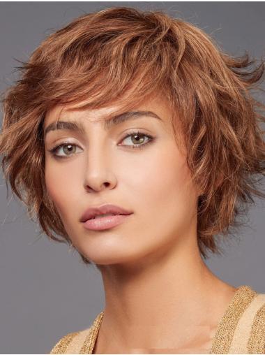 Kurze Gewellte Echthaarperücke Stufiger Stil Für Den Alltag