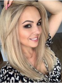 Lange 16" Echthaar Perücke Eleganter Natürlicher Stil