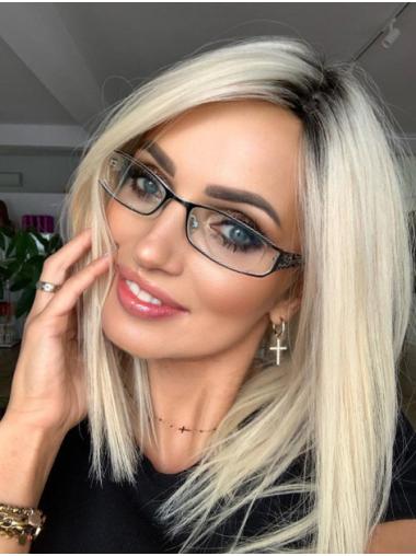 Blonde Lange Echthaar Perücke 14 Zoll Straight