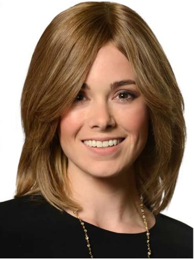 Lange Perücke Echthaar Schulterlänge für Damen