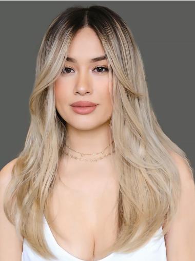 Ombre Glatte Synthetikperücke 16 Zoll Lange Für Damen