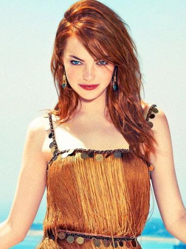 Lange Echthaarperücke für Damen kupferrot