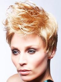 Blonde kurze Echthaarperücke Boycut für Damen