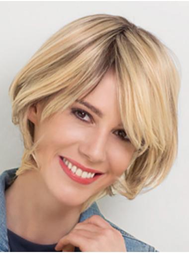 Wellige kurze Bob Echthaarperücke mit Lace Front