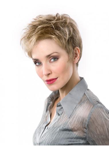 Kurze Echthaarperücke Kurzhaarfrisur für Damen
