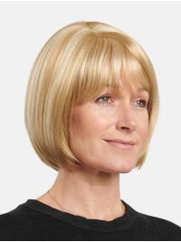 Glatt gestylte blonde Remy Echthaarperücke in 10 Zoll