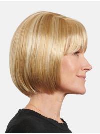 Glatt gestylte blonde Remy Echthaarperücke in 10 Zoll