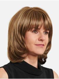 Schulterlange blonde Echthaarperücke Handgeknüpft