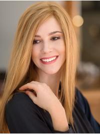 Echthaarperücke Blond glatt Gestuft Handgeknüpft