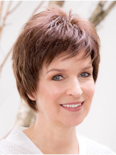 Elegante 6" Remy Echthaarperücke Kurz Glatt