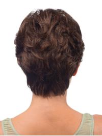 Braune Echthaarperücke mit Pony Hochwertig günstig