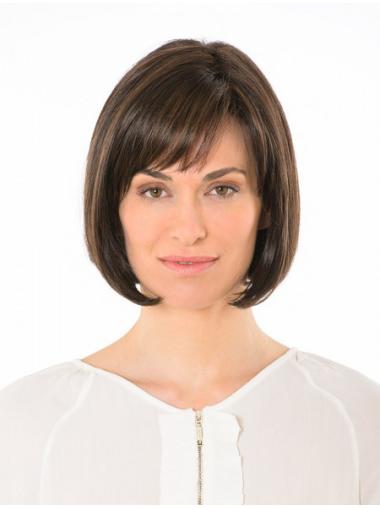 10 Zoll lange kinnlange Echthaar Bob Perücke