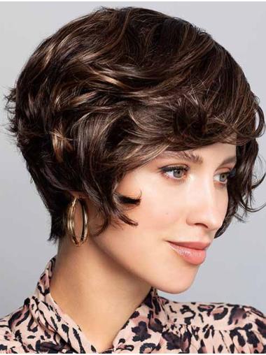 Blonde Gewellte Boycut Perücke Kurz Synthetisches