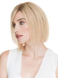 Elegante Damen Echthaarperücke Blond Glatt