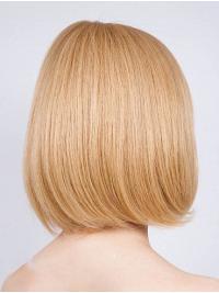 Blonde 12" Bob Echthaarperücke kurzes Spitze für Damen
